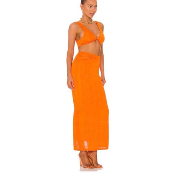 Superdown Joana Maxi Skirt Set in Tangerine Orange size Small - Picture 2 of 9